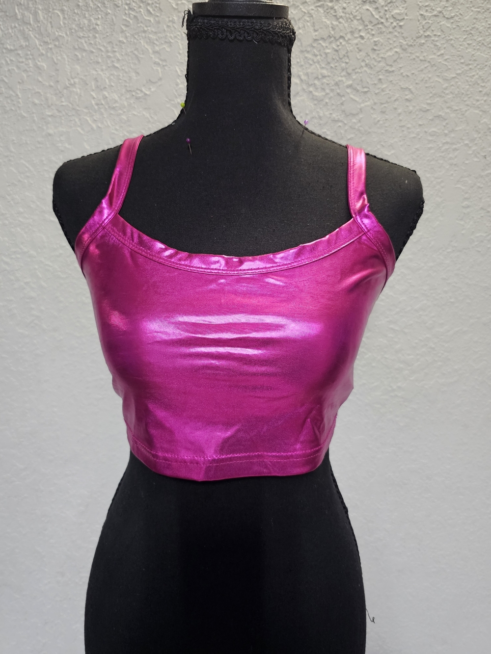 Metallic Pink Crop Tank Top - Unbranded